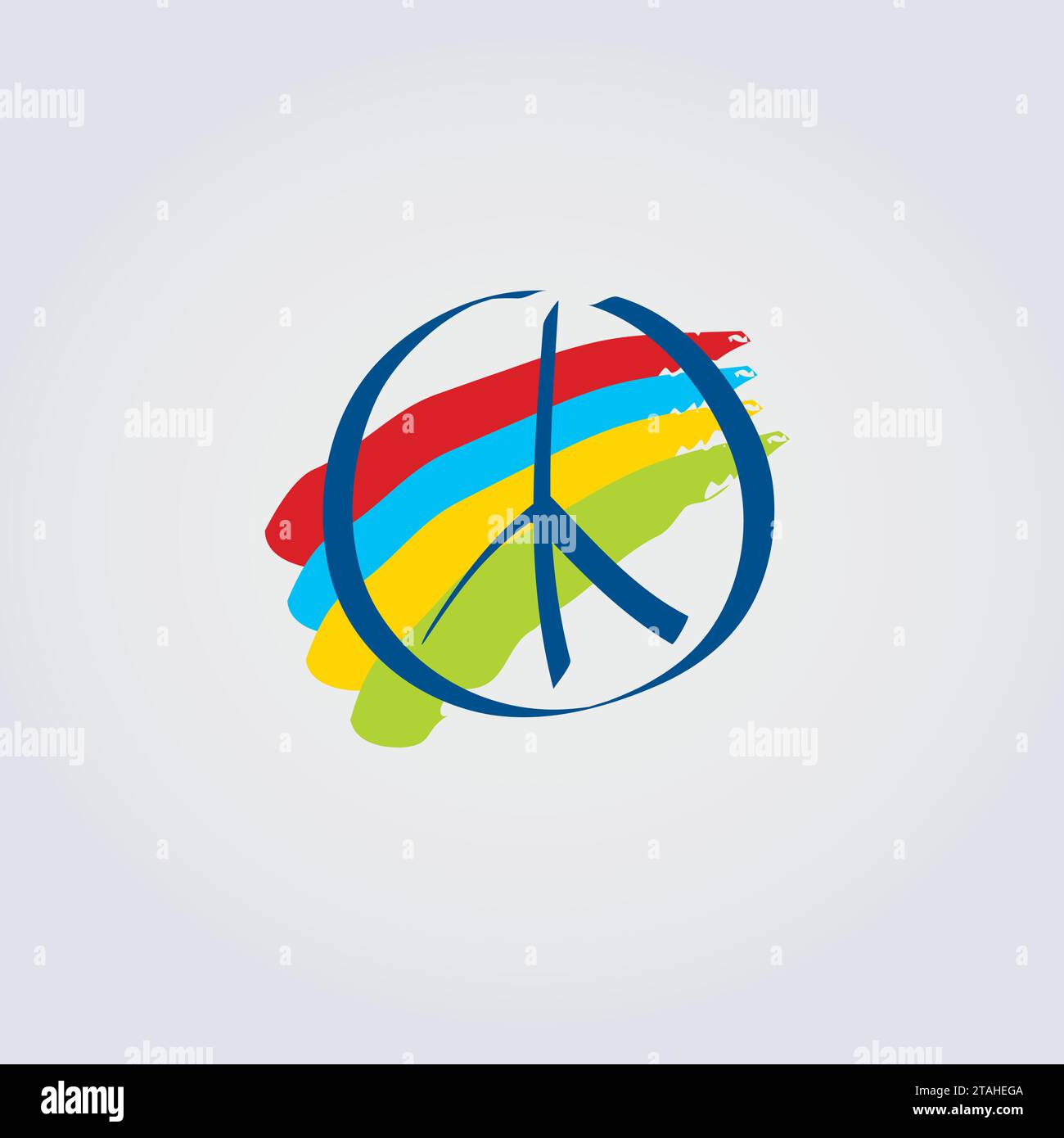 Peace and Love Symbol für Logo-Design – Regenbogenfarben Stock Vektor