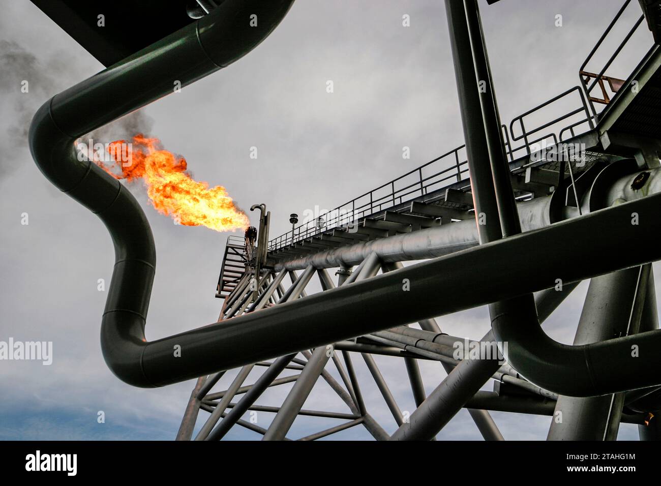 Bördelarm auf Offshore-Plattform Stockfoto