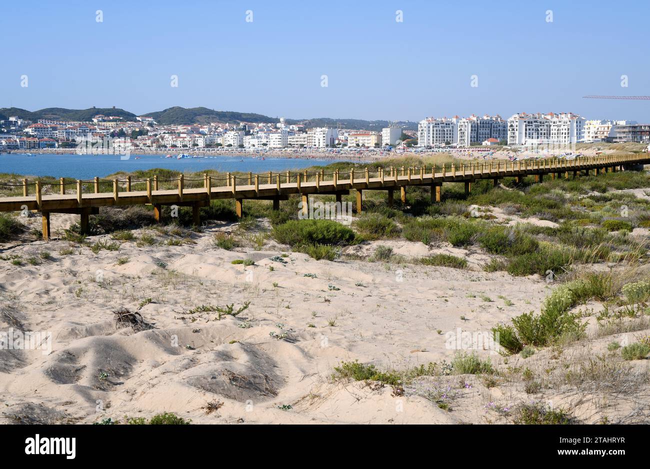 Panoramablick auf Sao Martinho do Porto. Alcobada, Leiria, Portugal. Stockfoto