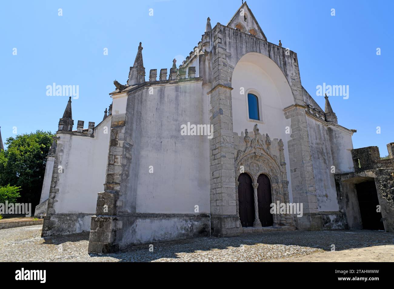 Viana do Alentejo, Igreja de Nossa Senhora da Anunciacao (manueline-Stil) im Schloss. Evora, Alentejo, Portugal. Stockfoto