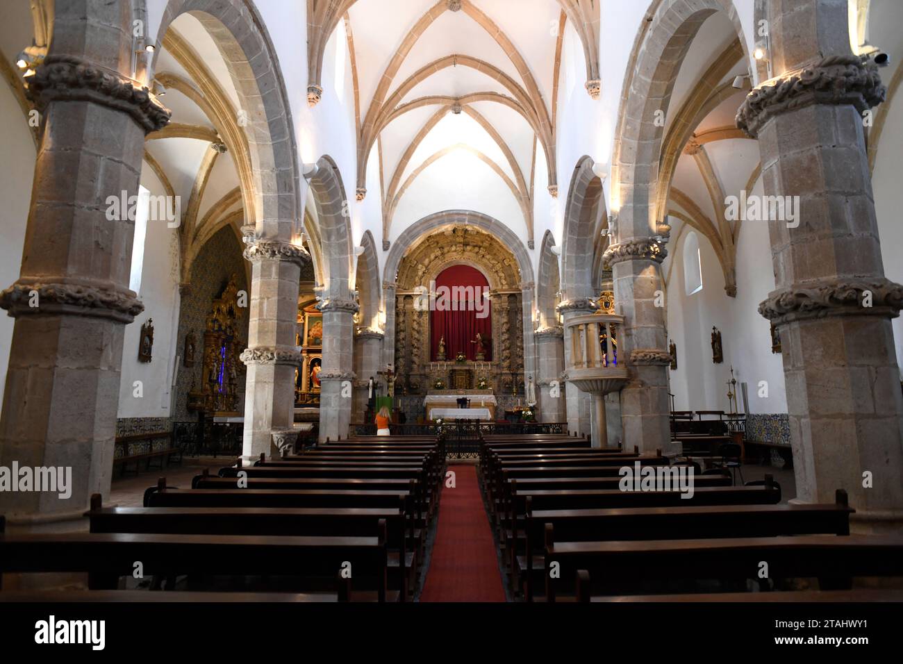 Viana do Alentejo, Igreja de Nossa Senhora da Anunciacao (manueline-Stil) im Schloss. Evora, Alentejo, Portugal. Stockfoto