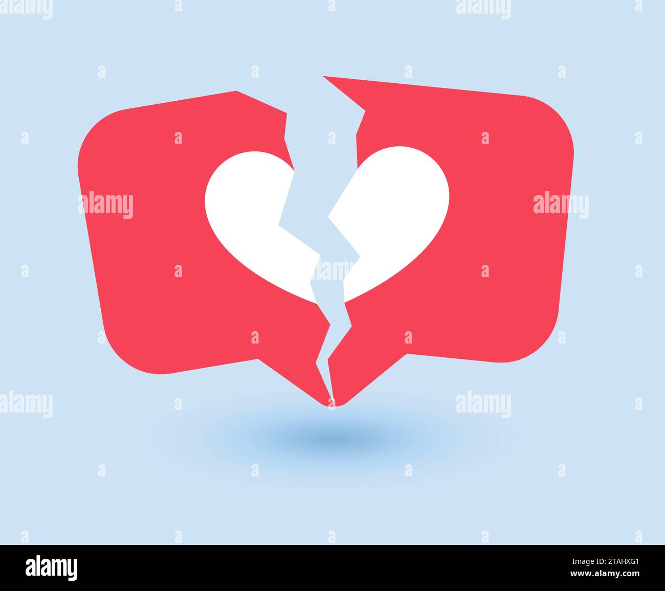 Abneigung Schild mit gebrochenem Herzen, Social Media Icon mit Riss, Antipathie Symbol, Vektor Stock Vektor