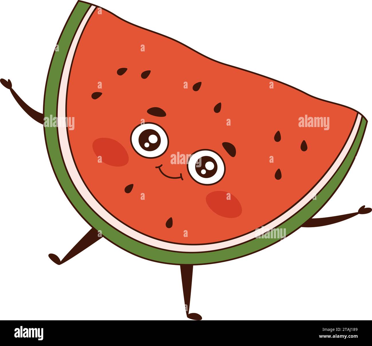 Vektor-flache Illustration der entzückenden Zeichentrick-Wassermelone isoliert auf weißem Hintergrund Stock Vektor