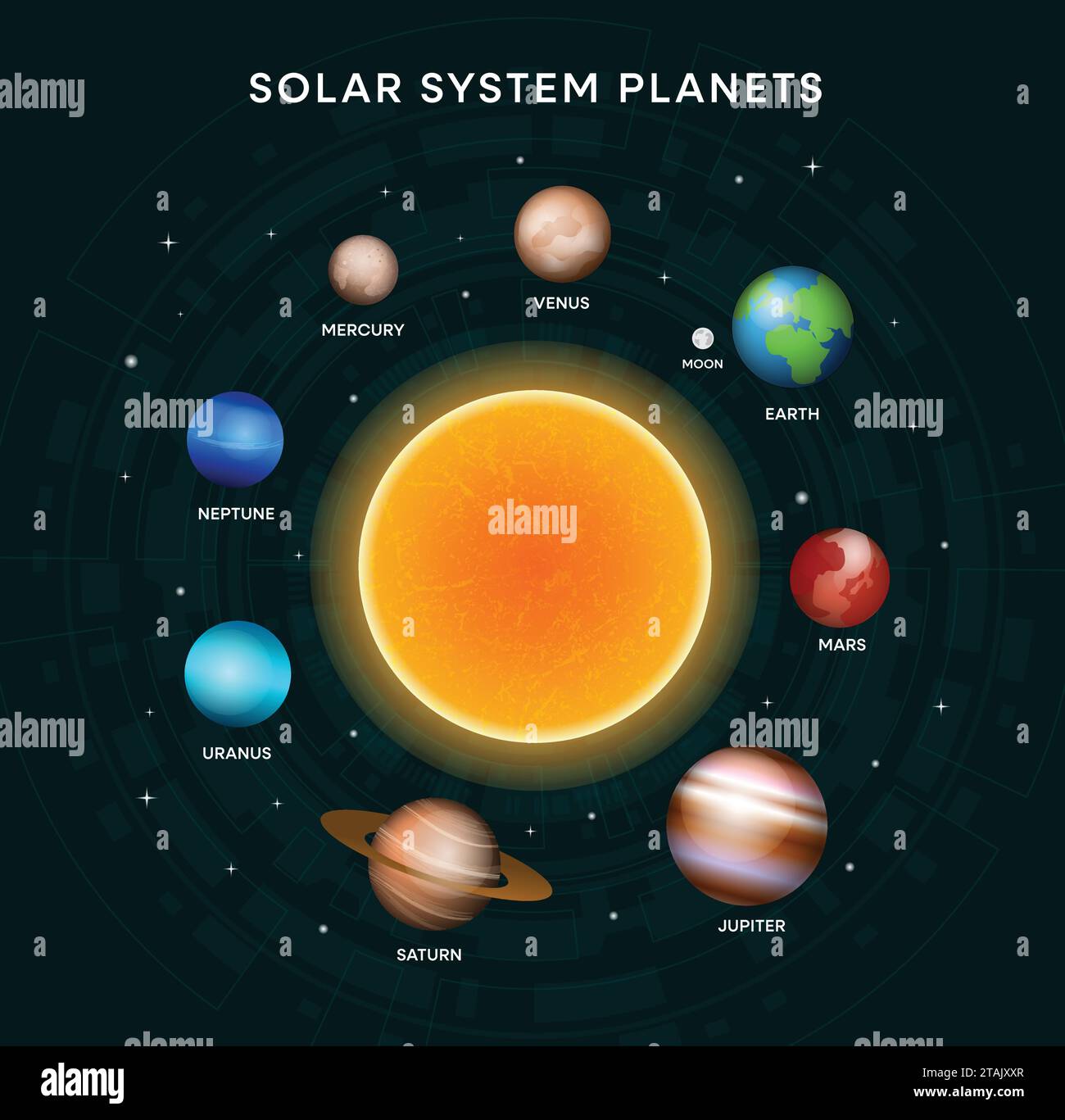 Weltraumsammlung von Sonnensystem Planeten Vektor-Illustration Design Stock Vektor