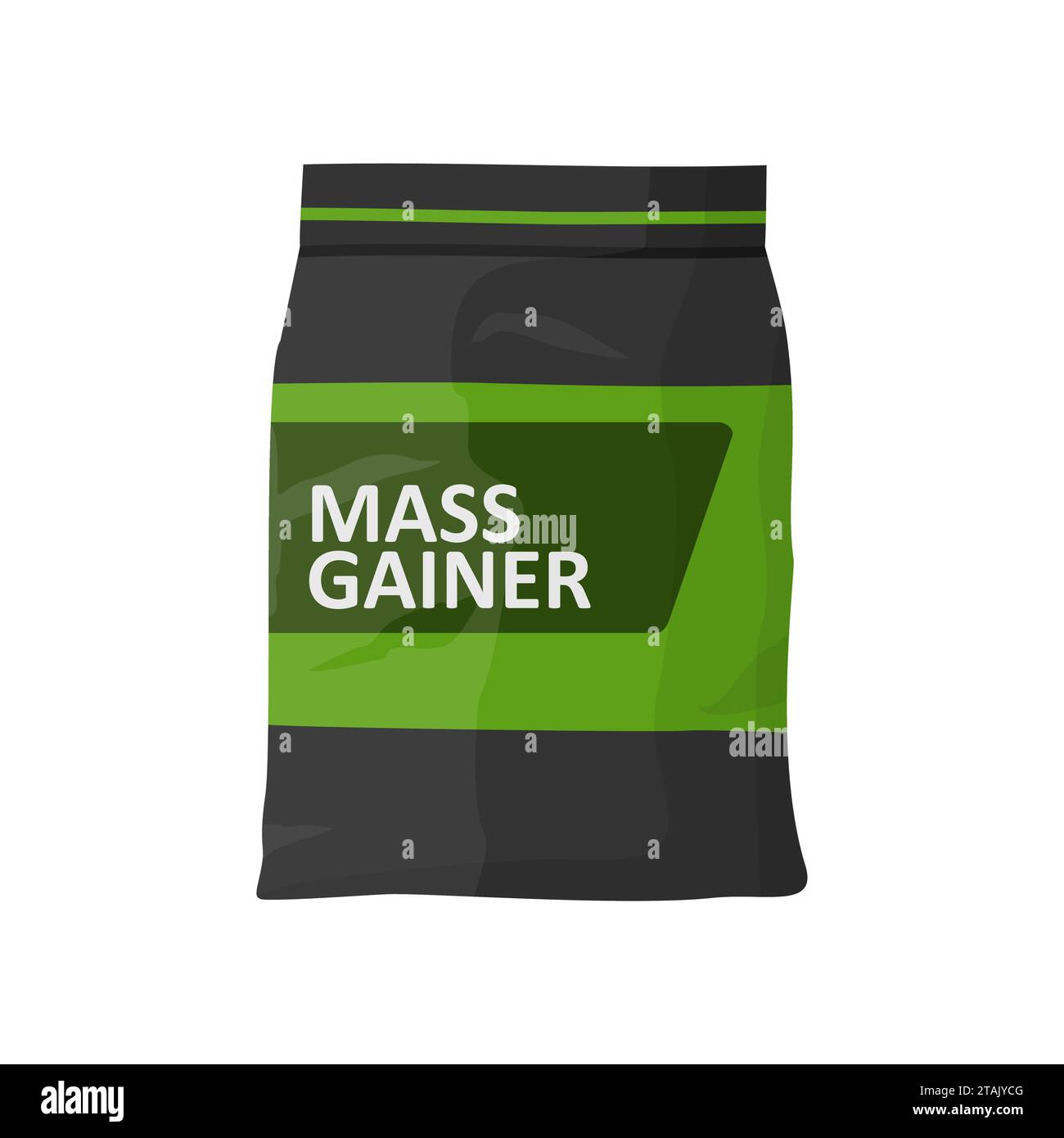 Mass Gainer Folie isoliert auf weißem Hintergrund. Sport Nutrition Icon Container Paket, Fitness Protein Power. Bodybuilding Sportnahrung. Becher oder Flasche Stock Vektor