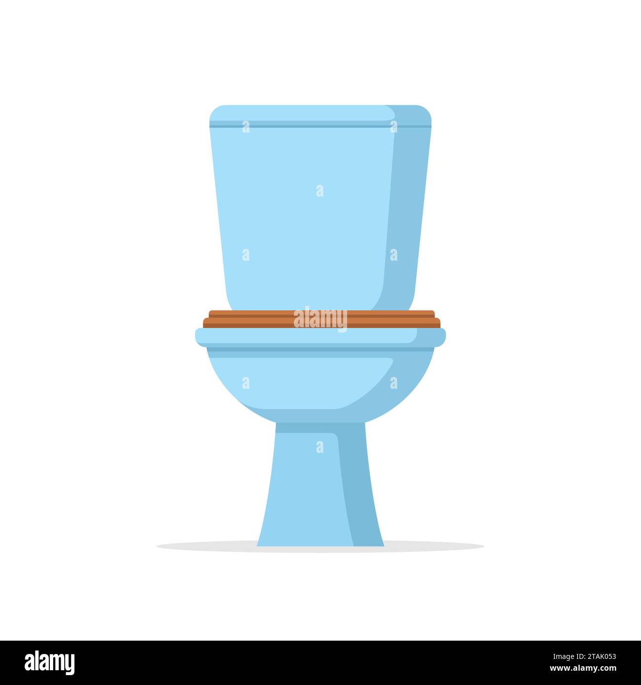 Klassische Keramik-Toilettenschüssel mit Wassertank in flachem Stil isoliert auf weißem Hintergrund. Ausstattung und Zubehör für Toiletten. Toilettenmöbel Stock Vektor