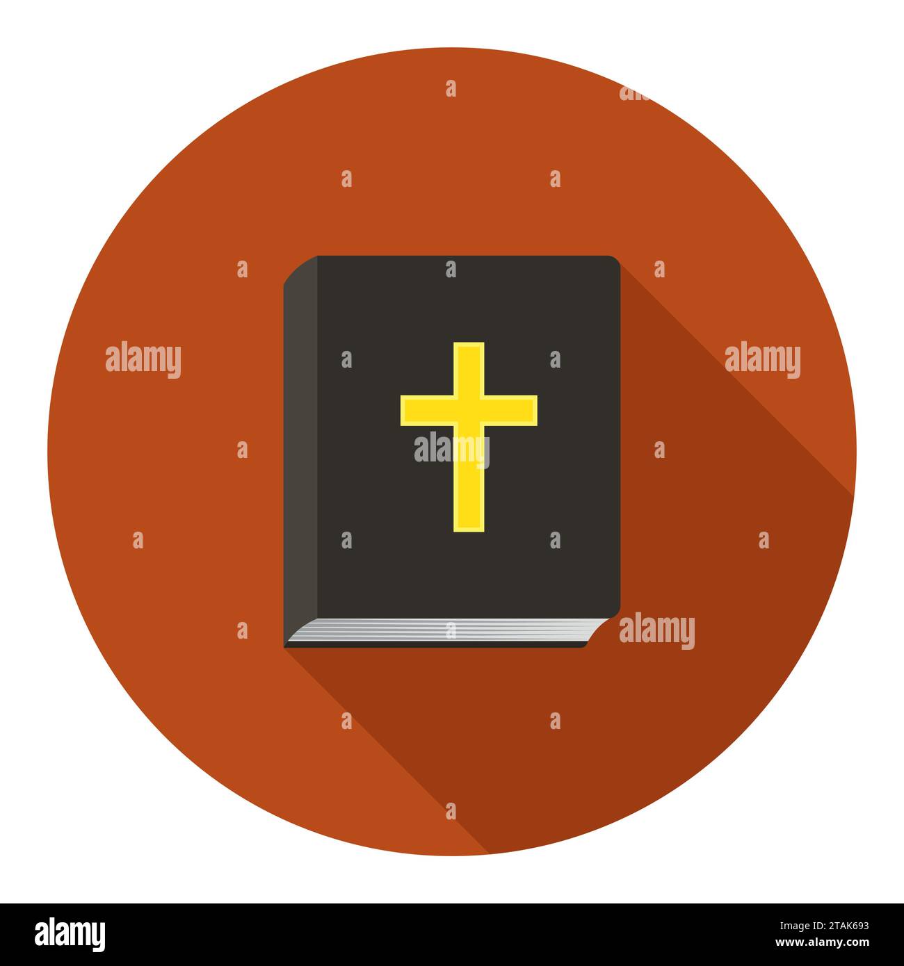 Bibel mit Schatten auf rotem Hintergrund. Vektorabbildung Stock Vektor