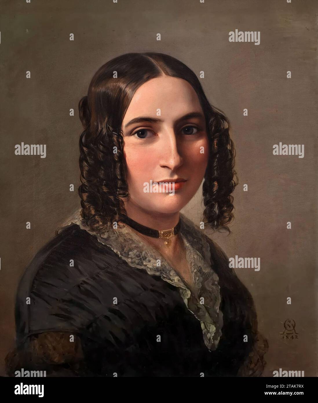 Fanny Mendelssohn Hensel. Porträt des deutschen Komponisten und Pianisten Fanny Mendelssohn (1805-1847) von Moritz Daniel Oppenheim, Öl auf Leinwand, 1842 Stockfoto