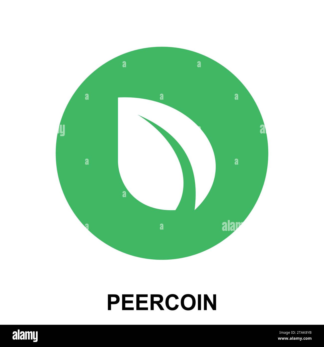 Peercoin Kryptowährung Blockchain flaches Logo isoliert auf weißem Hintergrund. Vektorabbildung Stock Vektor