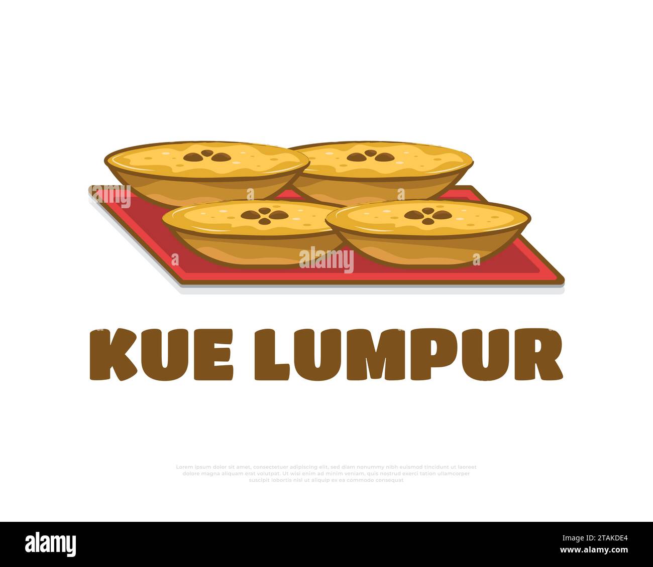 Illustration des traditionellen indonesischen Essens namens Kue Lumpur. Handgezeichnete Indonesische Snacks Stock Vektor