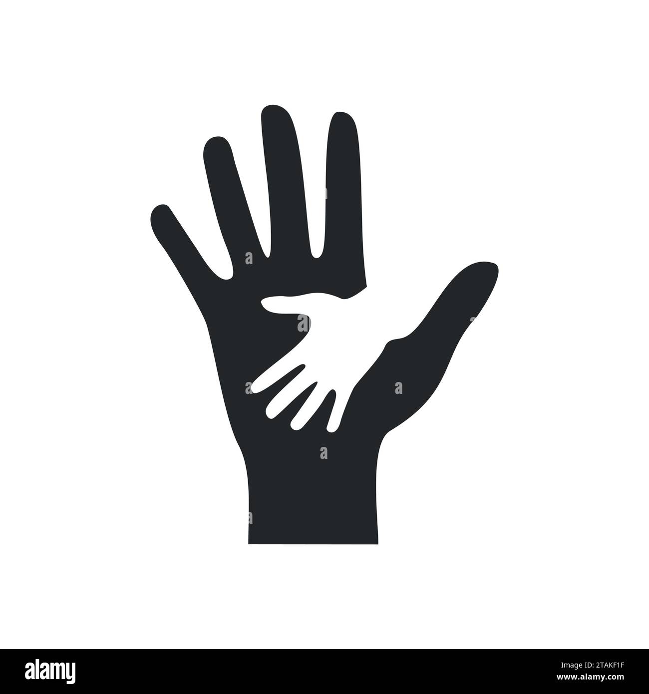 Symbol für die Hilfe der Hände auf weißem Hintergrund. Konzept der Hilfe-, Hilfs- und Kooperationsvektorillustration. Stock Vektor
