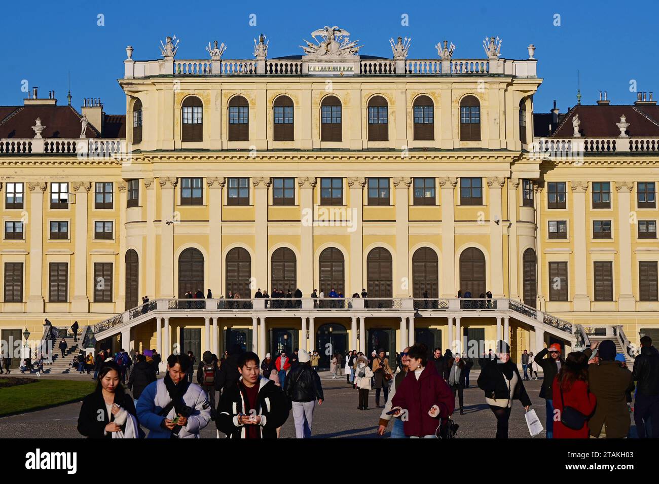 Schönbrunn ist das größte Schloss und eines der wichtigsten und meistbesuchten Kulturgüter Österreichs Stockfoto