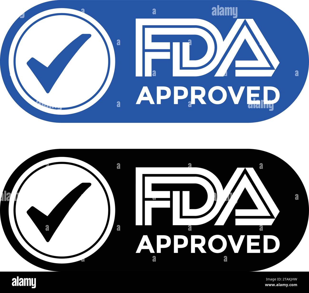 FDA-zugelassene Food and Drug Administration Stempel, Symbol, Symbol, Etikett, Abzeichen, Logo, Dichtung Stock Vektor