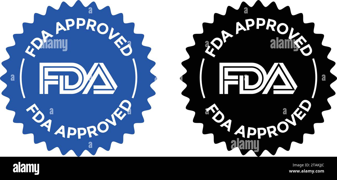 FDA-Zulassung (Food and Drug Administration) Symbol, Symbol, Etikett, Abzeichen, Logo, Dichtung Stock Vektor