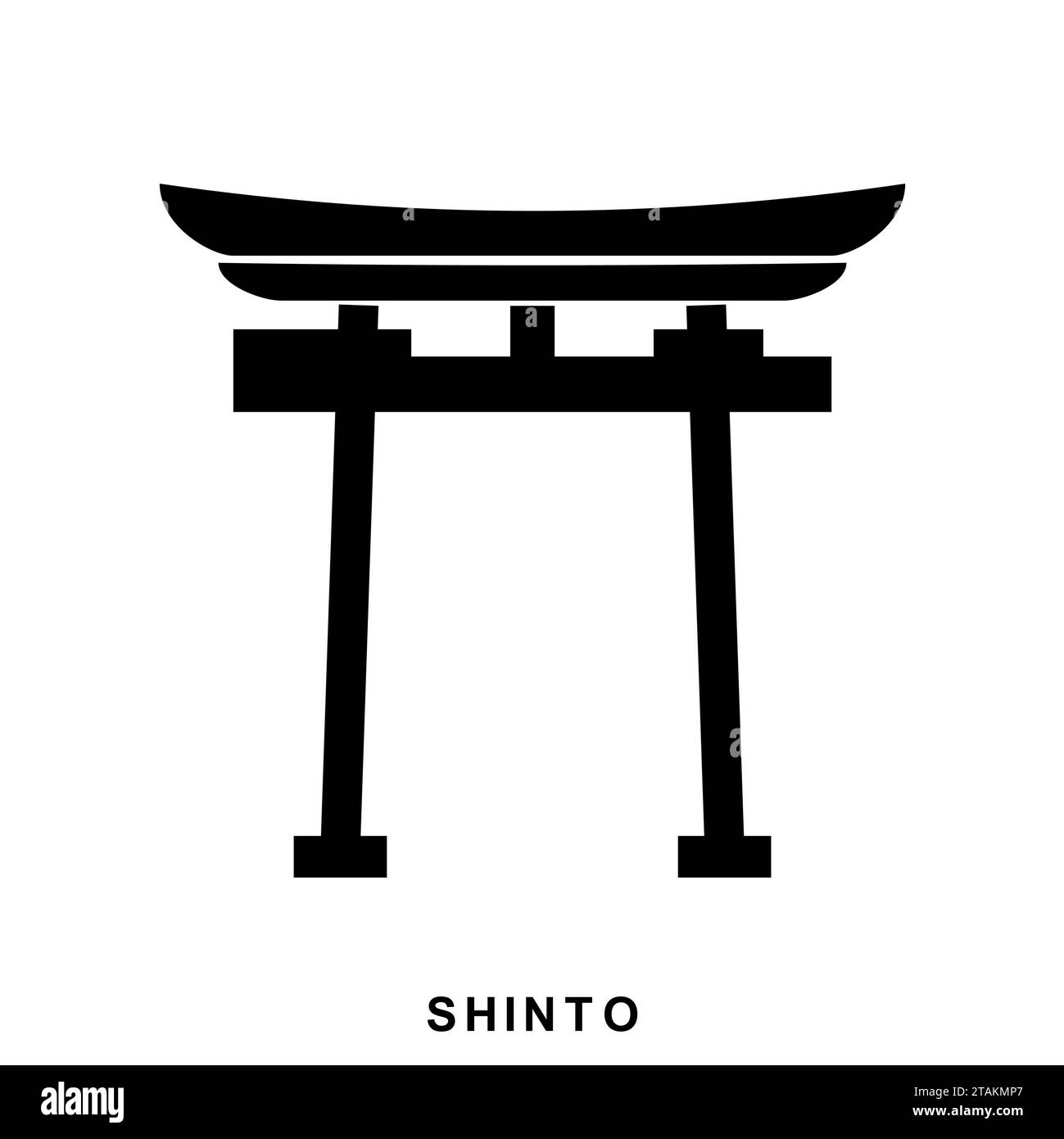 Japan Gate. Shinto - ein Symbol des Shintoismus. Shinto-Symbol in flachem Stil, isoliert auf weißem Hintergrund Stock Vektor
