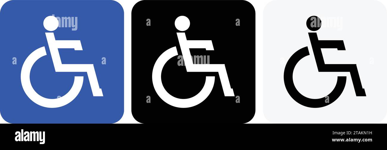 Symbol für Rollstuhlbehinderte. Symbol des Weltbehindertentages, Weltautismus-Bewusstseinstag. Symbol für deaktivierten Mann, Stock Vektor