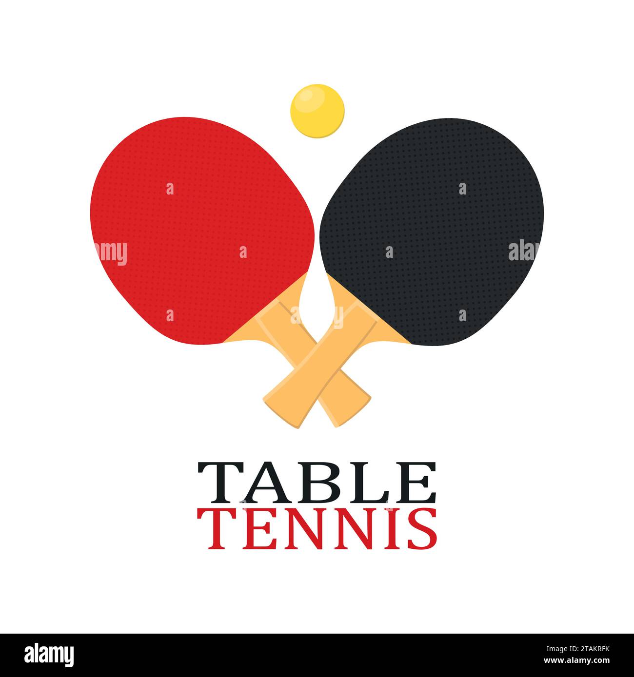 Zwei Schläger für Tischtennis oder Tischtennisvektor isoliert auf weißem Hintergrund. Stock Vektor