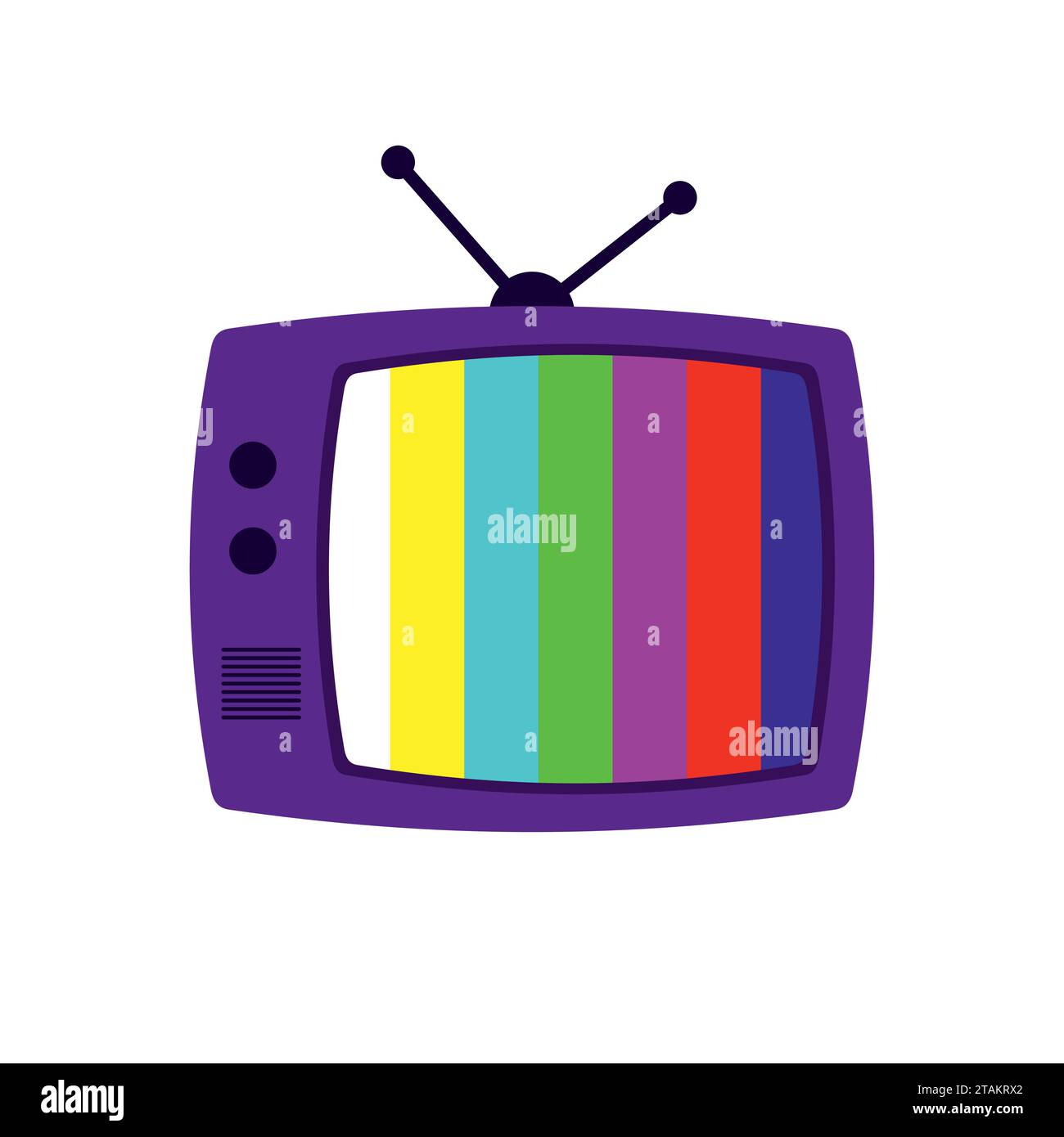 TV-Symbol auf grauem Hintergrund isoliert. Retro-TV-Symbol im flachen Stil. Vektorgrafik des schwarzen TV-Symbols Stock Vektor