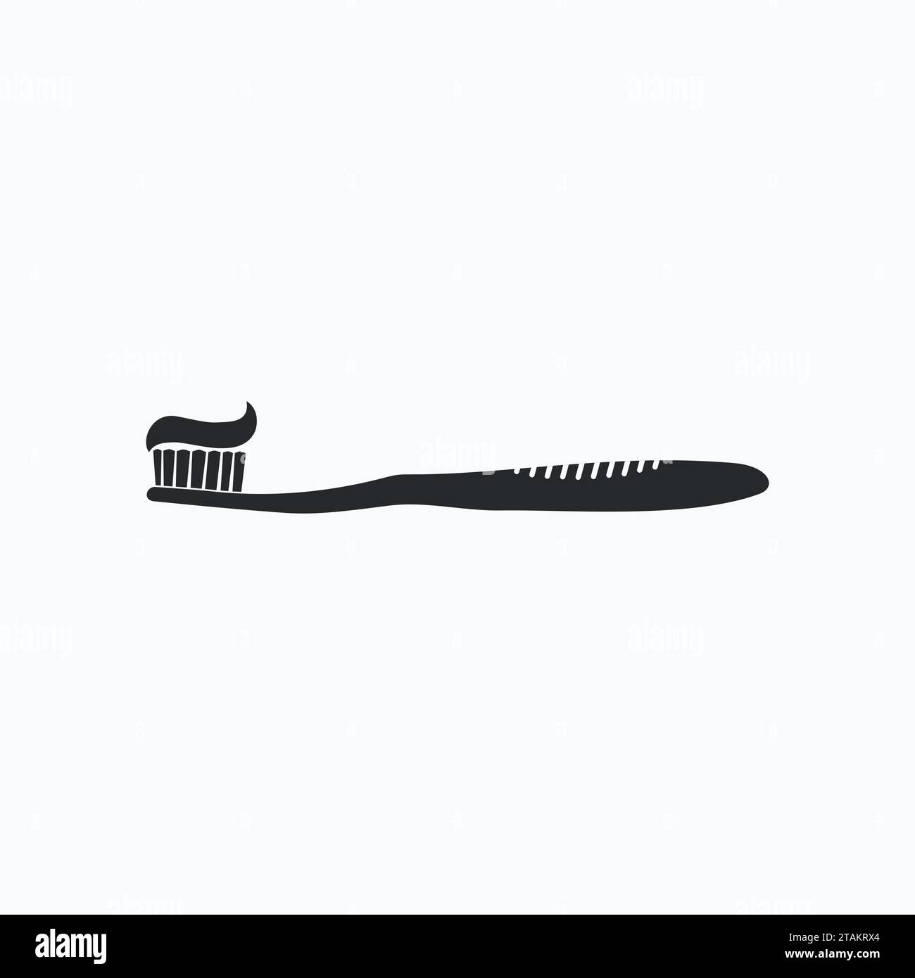 Zahnbürste Wish Zahnpasta Symbol in flachem Stil isoliert auf grauem Hintergrund. Vektorabbildung Stock Vektor