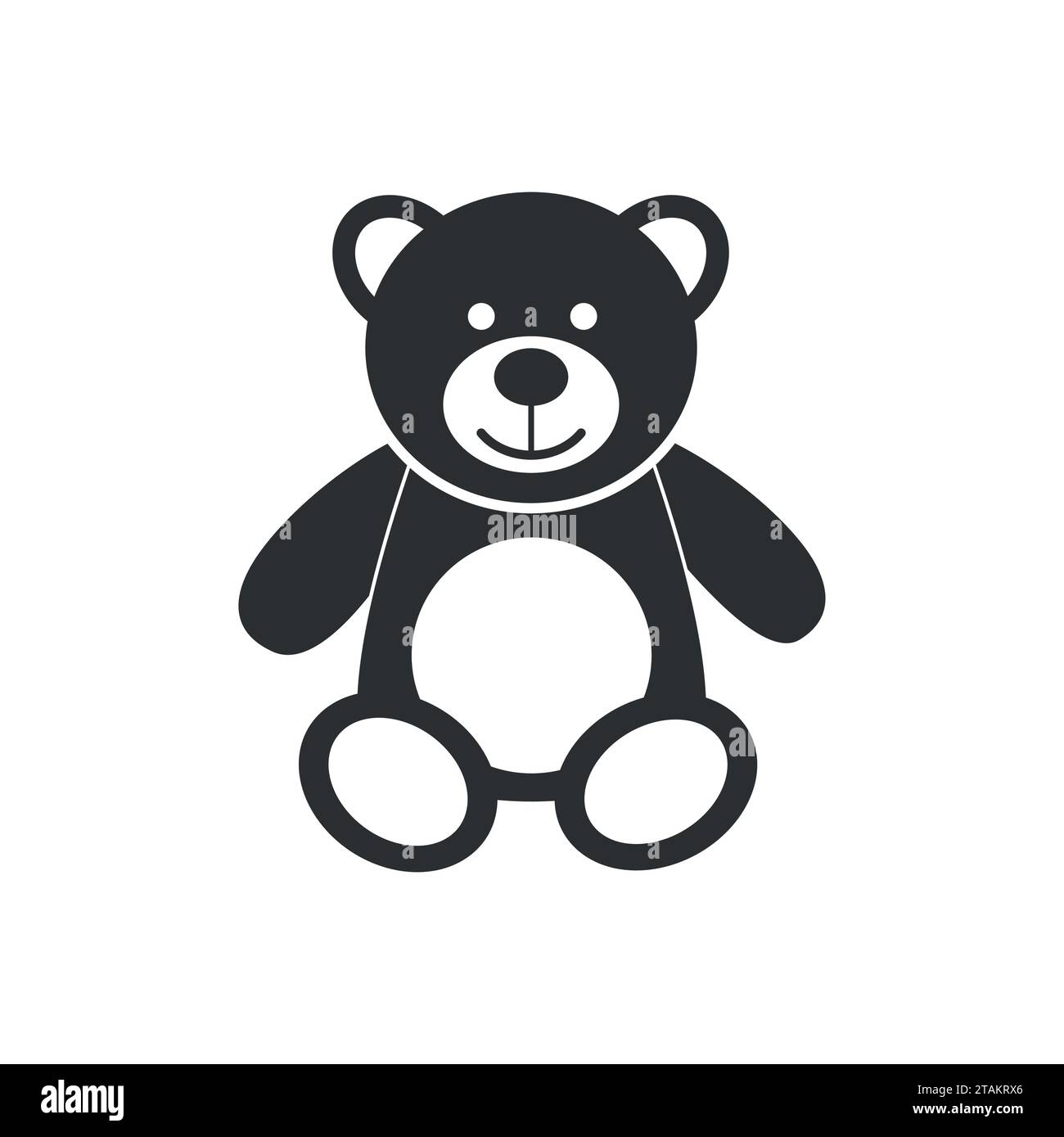 Teddybär-Ikone isoliert auf weißem Hintergrund. Vektor-Illustration des Kuschelspielzeugs. Stock Vektor