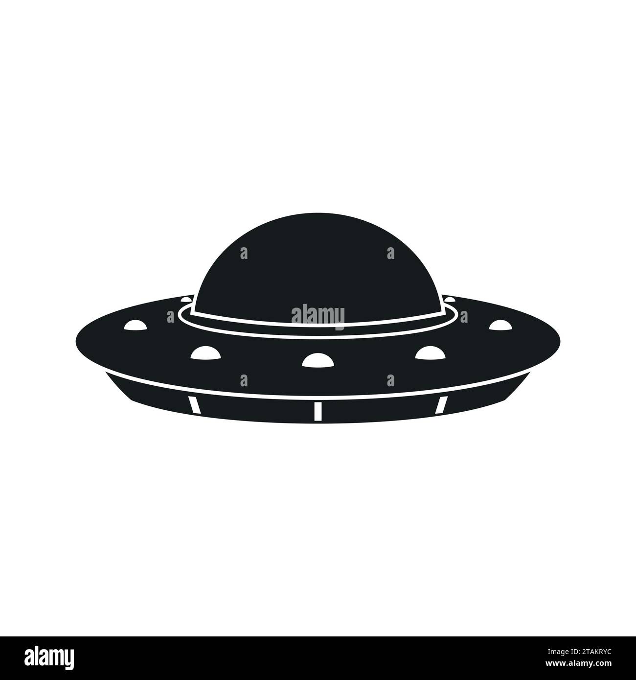 UFO Flying Untertasse Symbol isoliert auf weißem Hintergrund. Vektordarstellung Stock Vektor