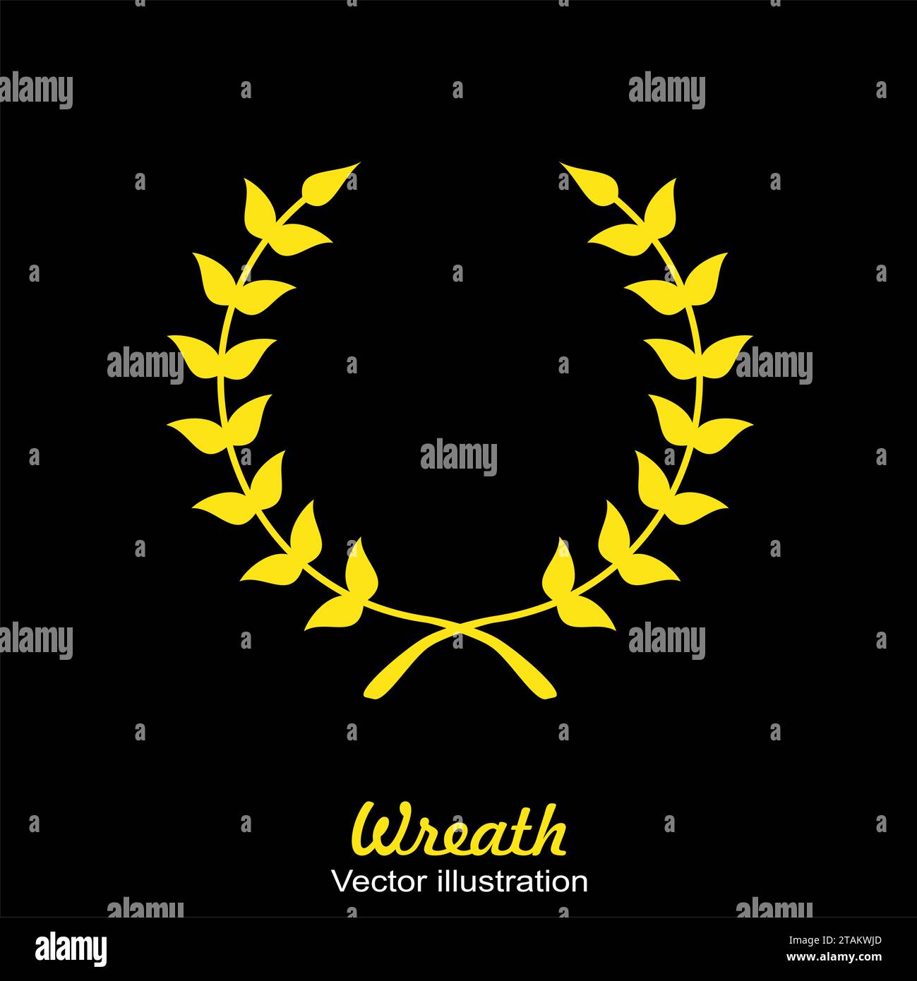 Goldener oder gelber Kränz auf schwarzem Hintergrund. Vektorabbildung Stock Vektor