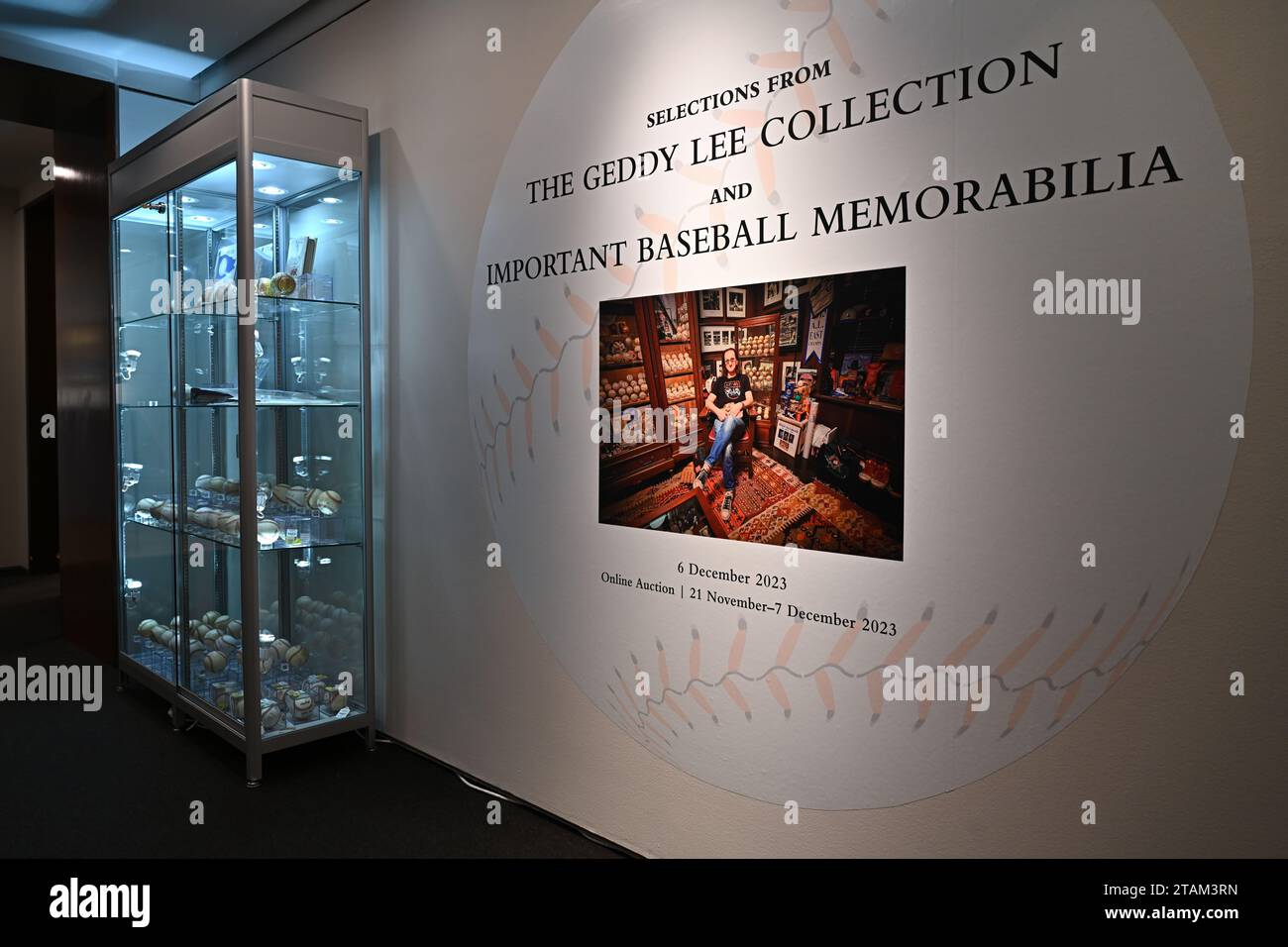 Auktion der Geddy Lee Collection von Baseball-Erinnerungsstücken bei Christie's am 1. Dezember 2023 in New York City. Stockfoto