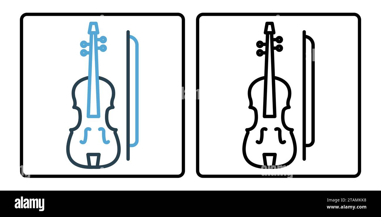 Symbol für Violine. Symbol für Musik, Musikinstrument. Liniensymbolstil. Einfache Vektorkonstruktion bearbeitbar Stock Vektor