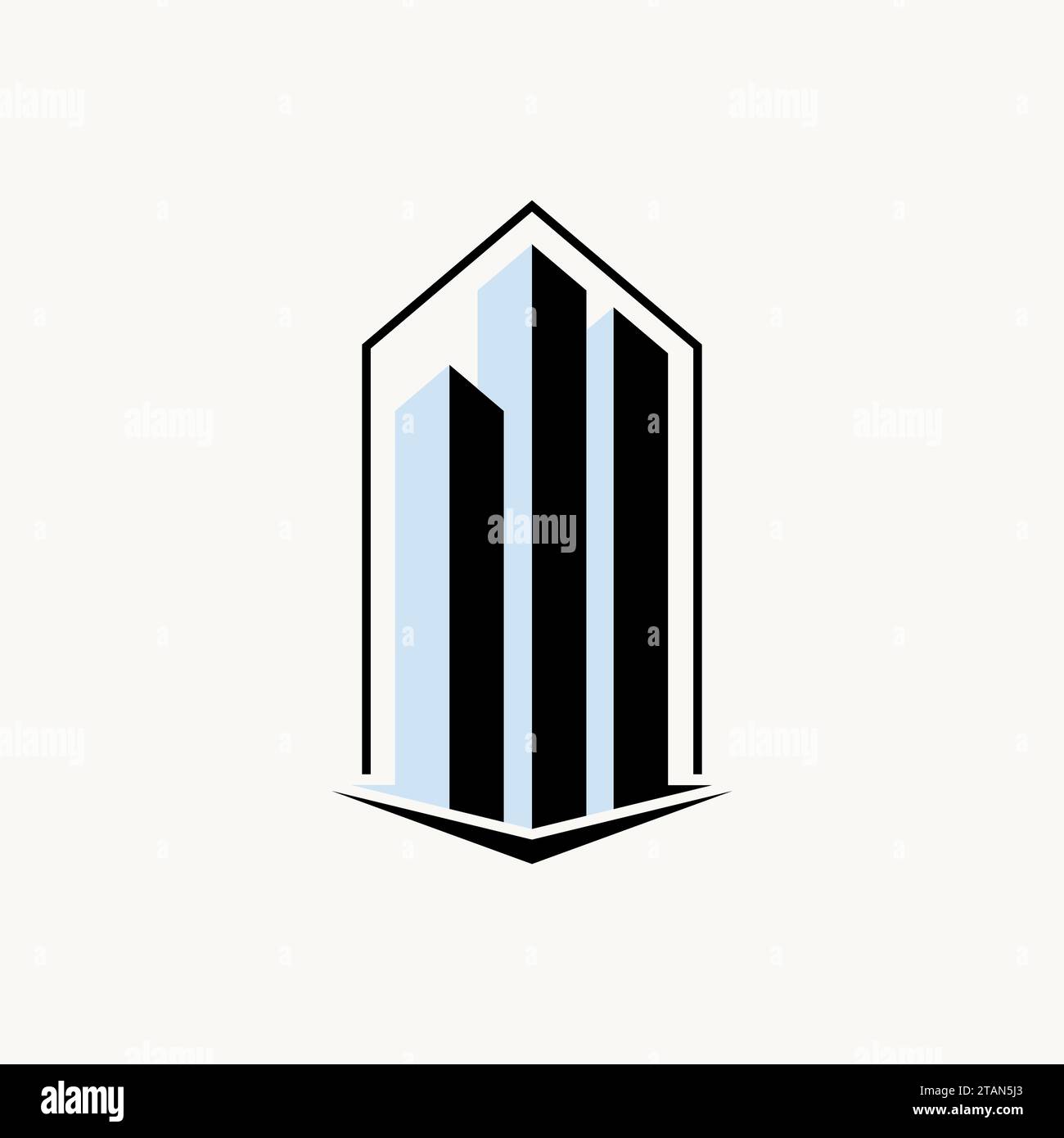 Logo Design Grafikkonzept kreatives Premium abstraktes Vektorzeichen einzigartiges Stock Sky Gebäude hohe Linie 3D Box. Zugehörige Wohnhausentwicklung Stock Vektor