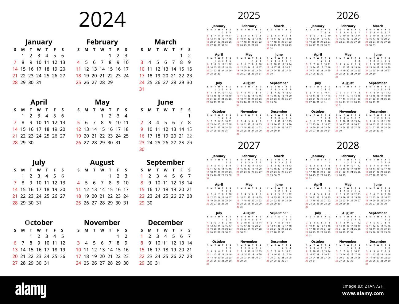 Simple 2025 year calendar kaufen Alamy