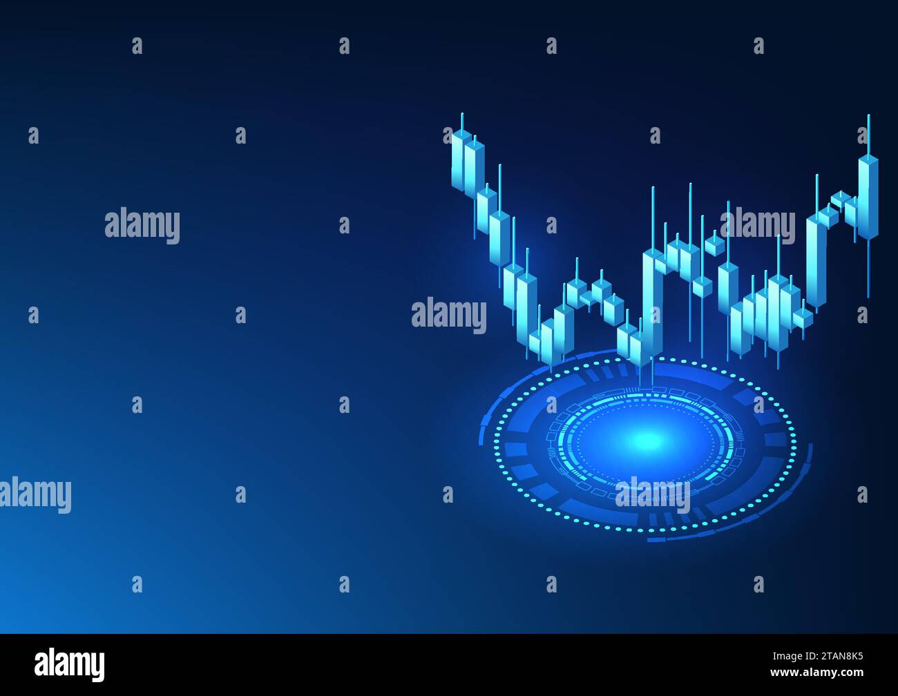 Technologie zur Anzeige von Aktiendiagrammen Kerzendiagramme, die Börsenkurse anzeigen. Es ist ein Finanzmarkt, in den Investoren gern investieren Stock Vektor