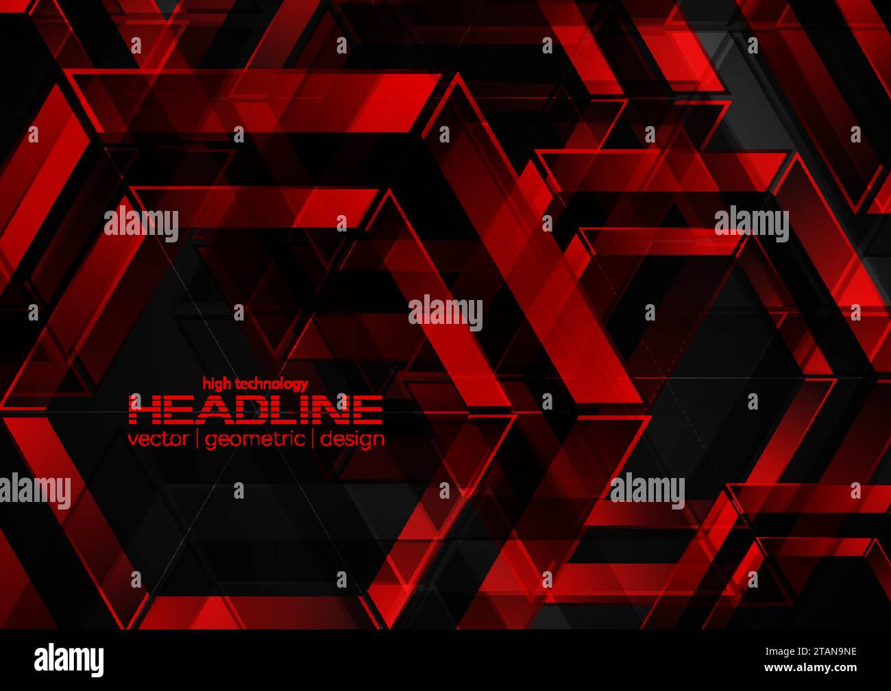 Rot und schwarz glänzende Sechsecke abstrakte Geometrie Hintergrund. Technologie-Vektordesign Stock Vektor