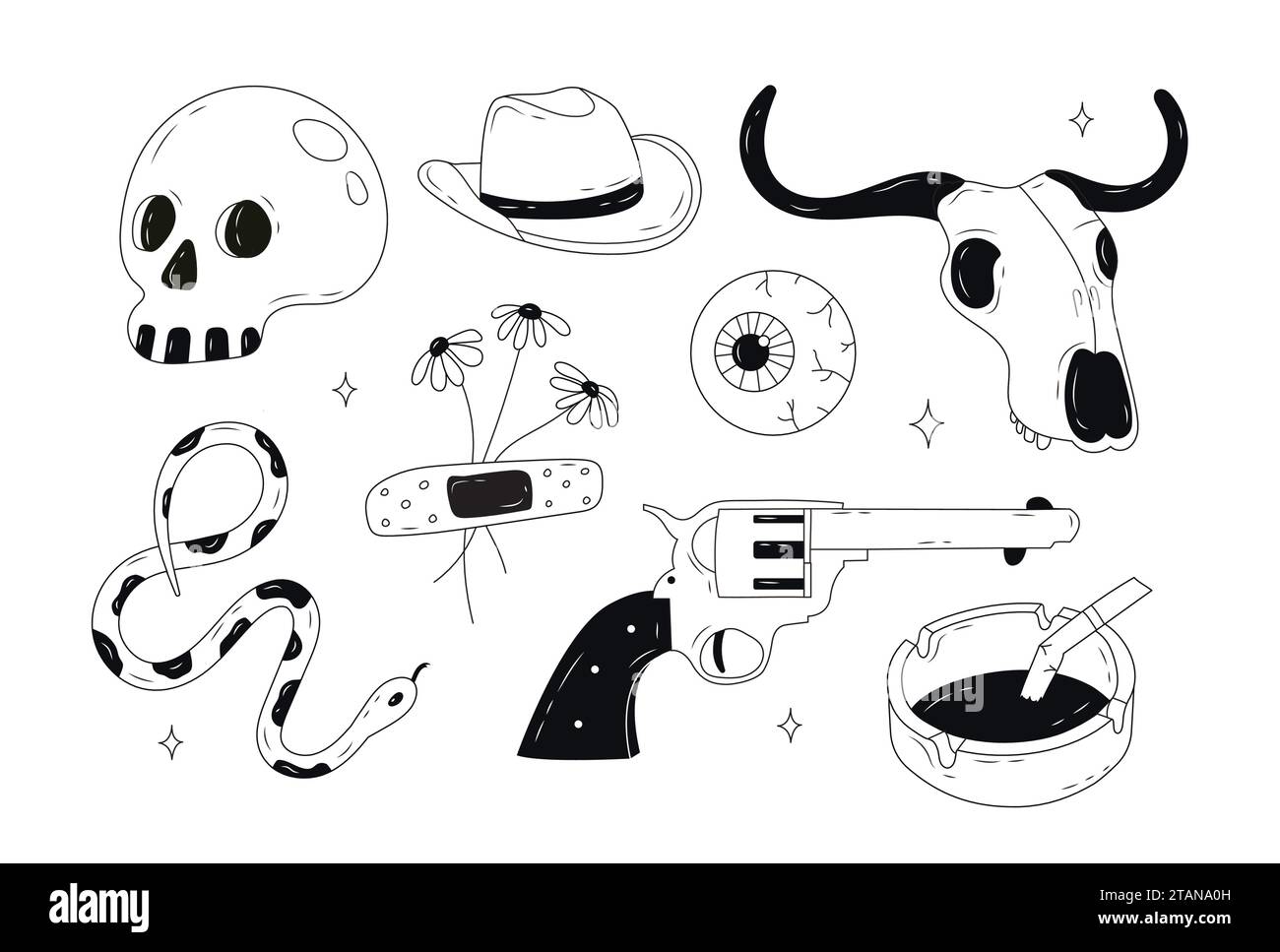 Wild West Doodle Set. Stock Vektor