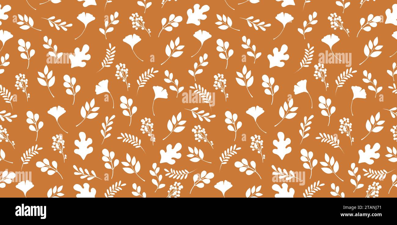 Verschiedene Arten von floralen nahtlosen Mustern. Satte, warme Farbtöne und saisonaler Charme, perfekt für Herbstmode und Dekor. Stock Vektor