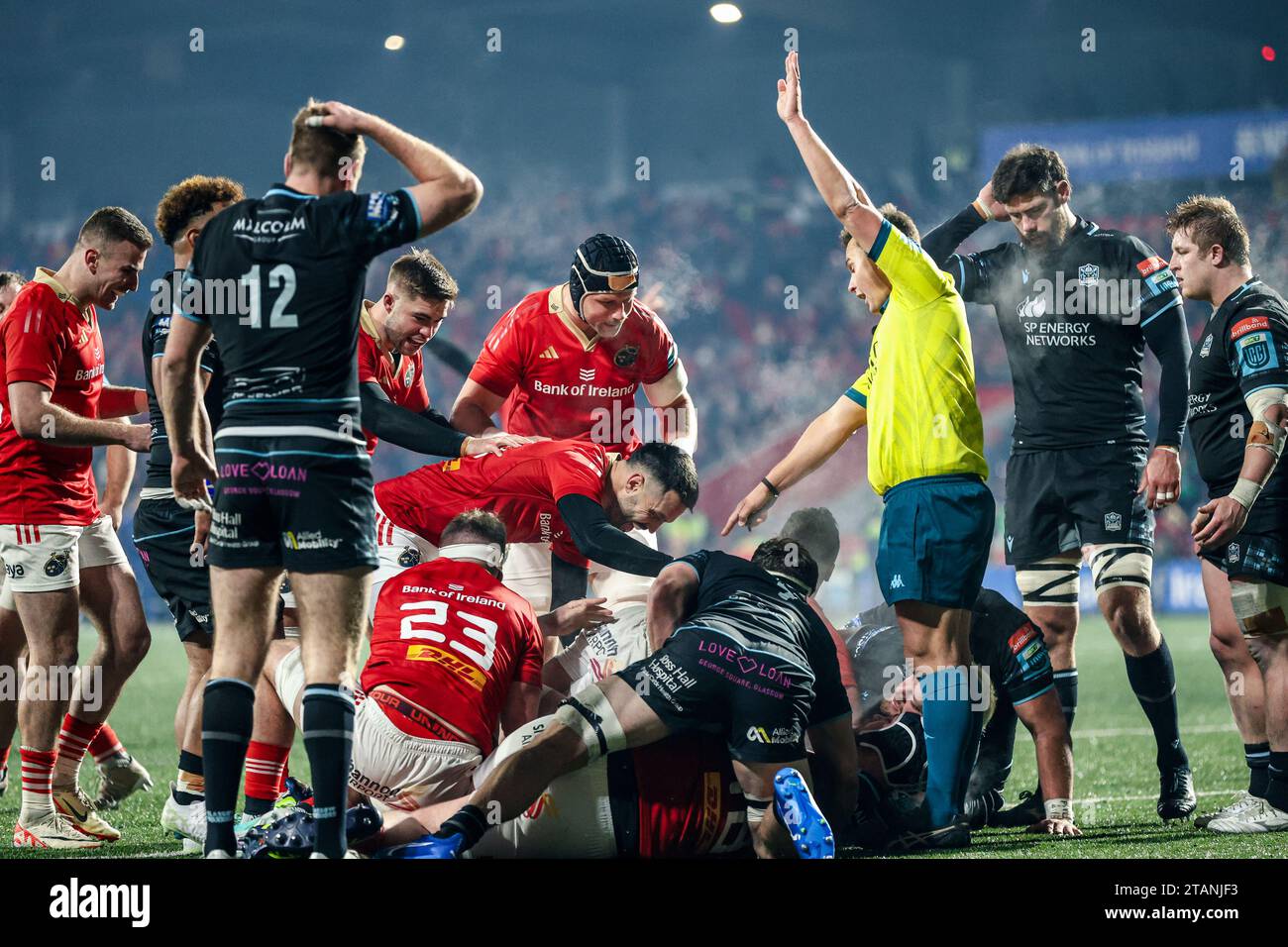1. Dezember 2023, Musgrave Park, Cork, Irland: United Rugby Championship: Munster 40 - Glasgow Warriors 29 Stockfoto