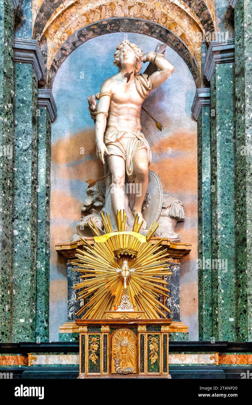 Statue des heiligen Sebastian in der Kirche Sant' Agnese in Agone, Rom, Italien Stockfoto