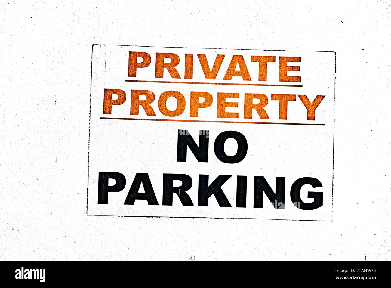 Privates Hotel, kein Parkschild schwarz und rot auf weißem Hintergrund Stockfoto