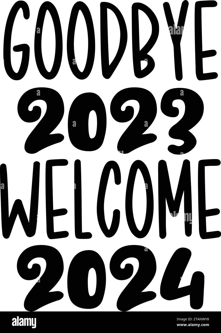 Auf Wiedersehen 2023 Willkommen 2024: Celebrity Day Retro Design Stock Vektor