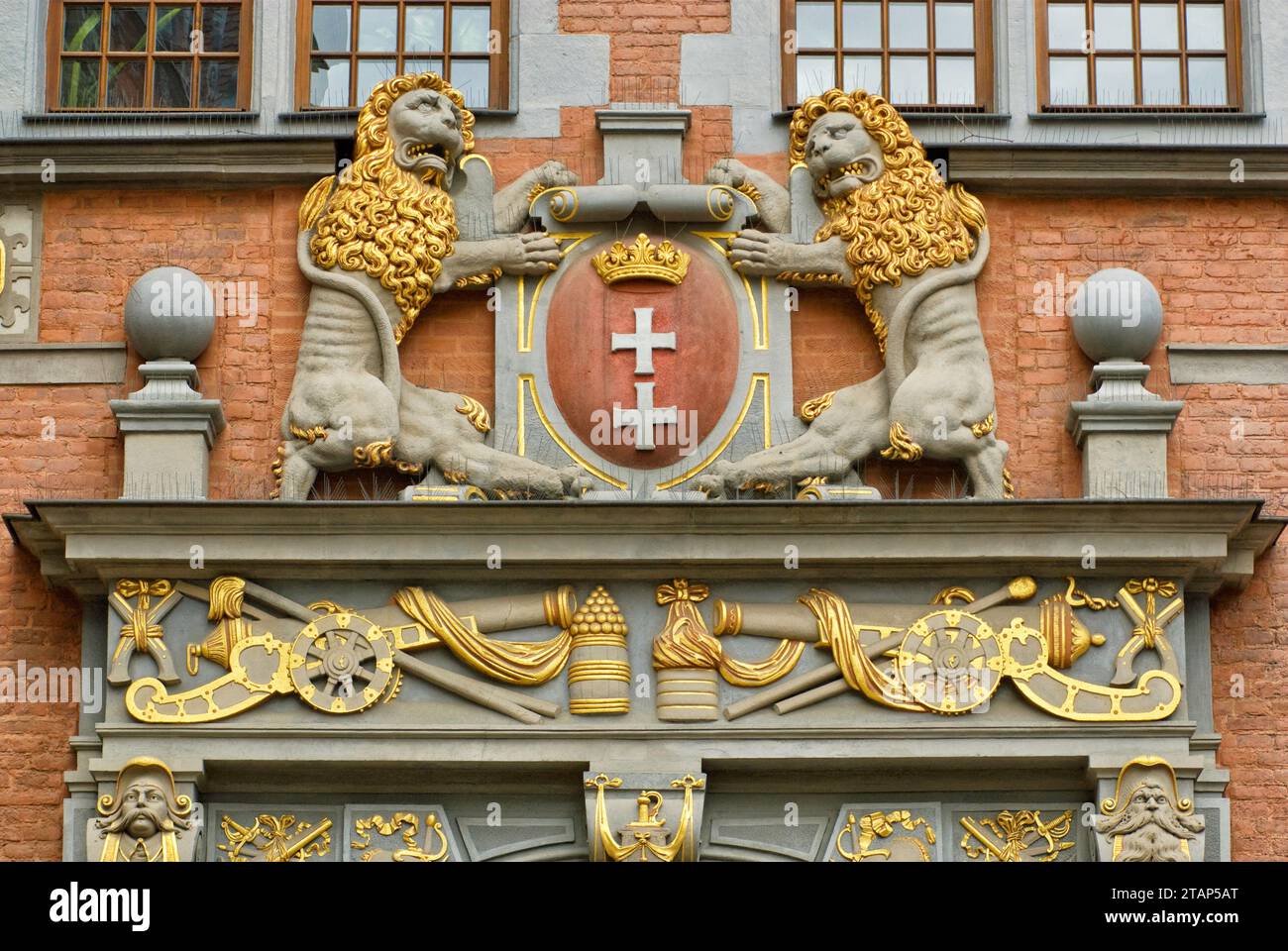 Wappen von Danzig am Portal im großen Arsenal in Danzig, Pomorskie, Polen Stockfoto