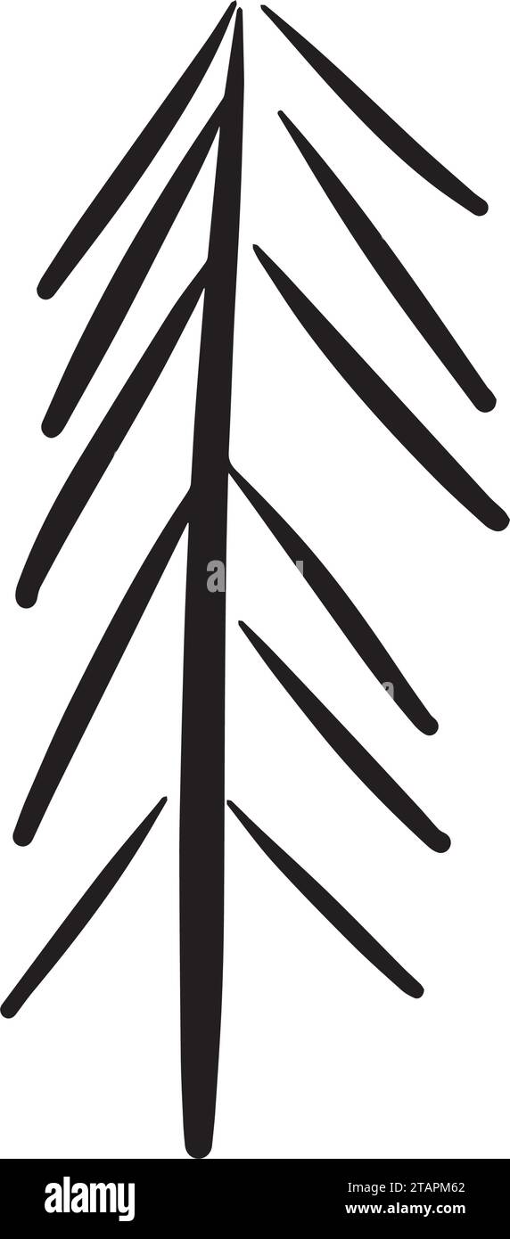 Weihnachtsbaum-Symbol, Vektor Hand gezeichnete Umrissillustration des Weihnachtssymbols für Gruß- und Einladungskarten in Web- und Druckmaterialien Stock Vektor
