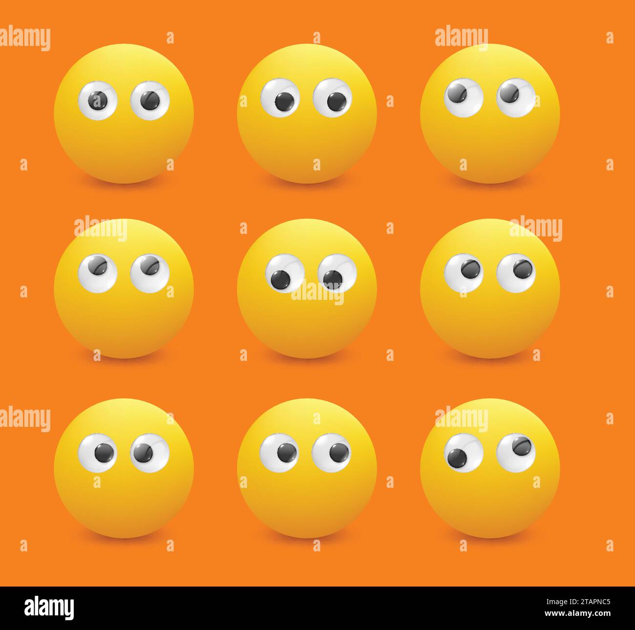 Großer Satz gelber Emoji. IOS-Emoji, Emoticons. WhatsApp Emoji. Lustige Emoticons Gesichter mit Gesichtsausdruck. Stock Vektor