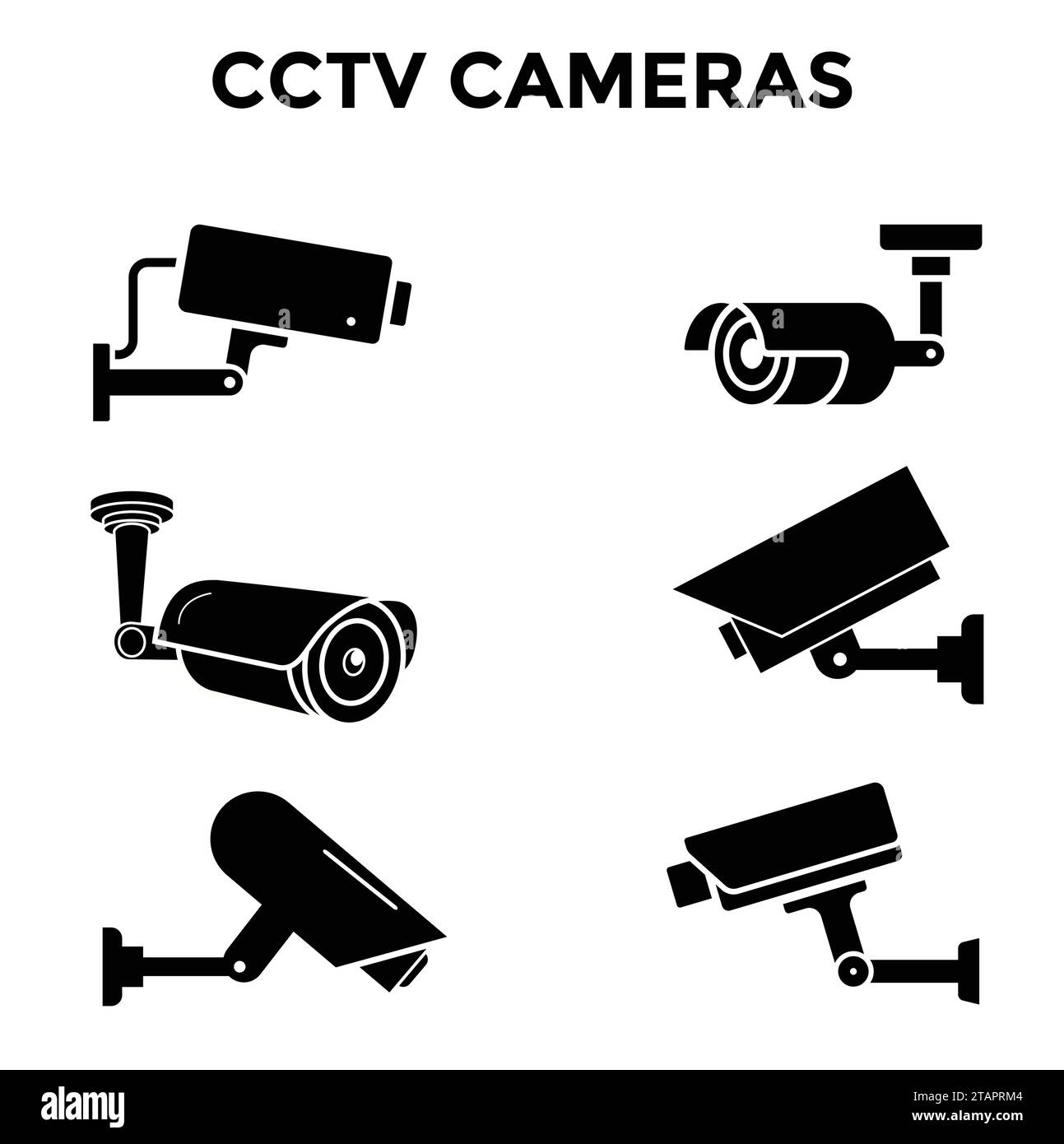 Verschiedene Arten von Überwachungskameras. Überwachungskamera für Überwachungsüberwachung. Sicherheitskamerasymbole Videoüberwachung cctv-Schildersatz Stock Vektor