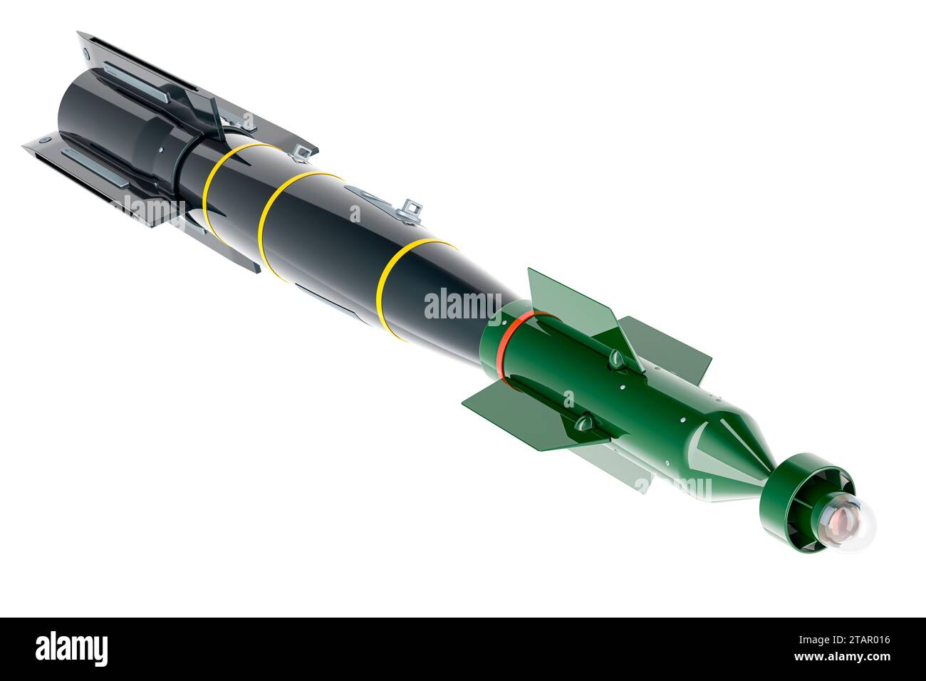 Luft-Boden-Rakete (ASM). 3D-Rendering isoliert auf weißem Hintergrund Stockfoto