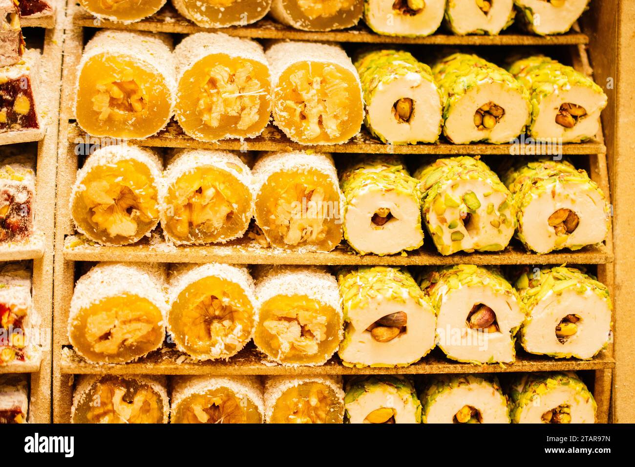 Laden der traditionellen türkischen Honig lokum Candy Stockfoto
