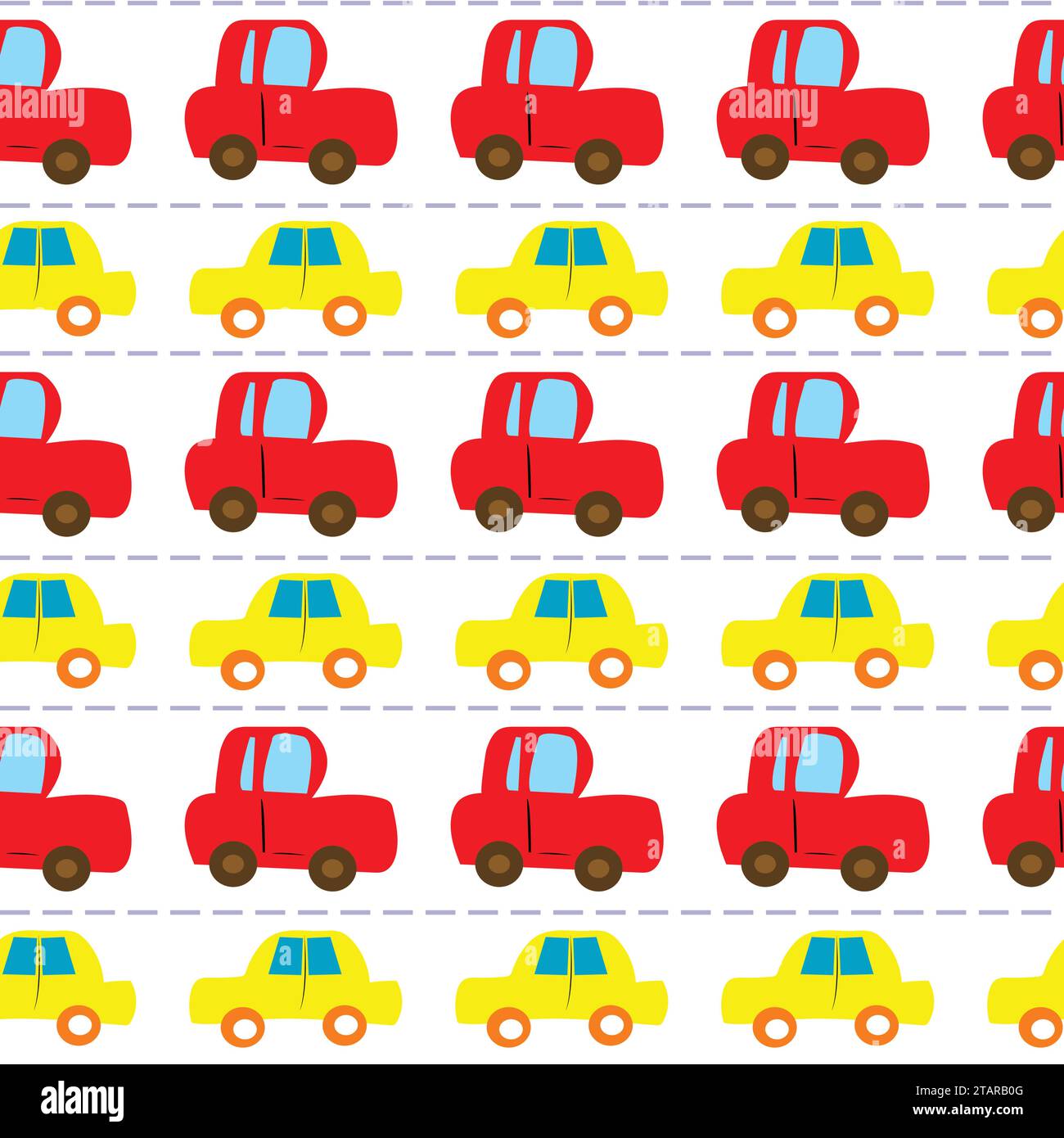 Kindliche Reihen von farbenfrohen Autos nahtlos Stock Vektor