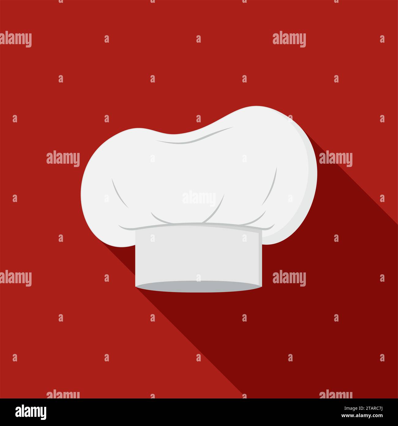 Chefhut-Symbol isoliert auf rotem Hintergrund mit Schatten. Kleidung kocht in flachem Stil. Vektorabbildung Stock Vektor