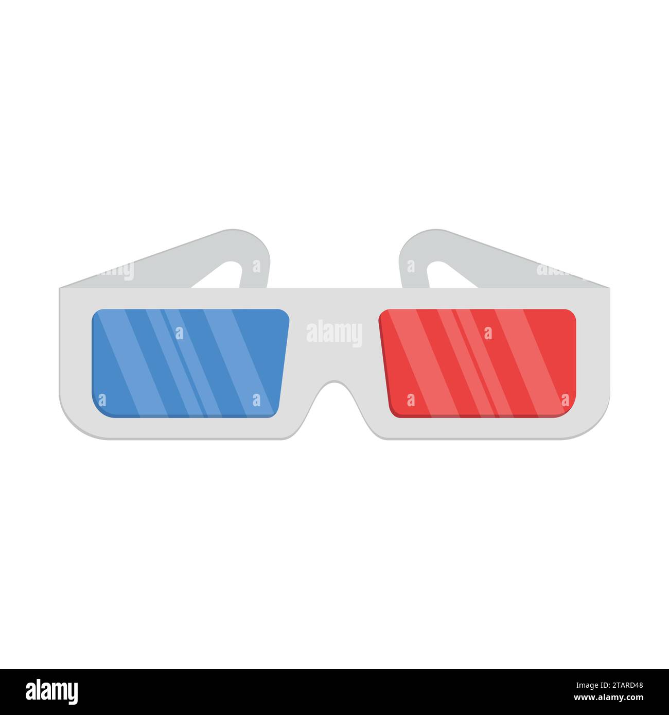 3D-Brille isoliert auf weißem Hintergrund. Kinopapierbrillen in flachem Stil. Rotes und blaues Glas für Filme. Vektorabbildung Stock Vektor