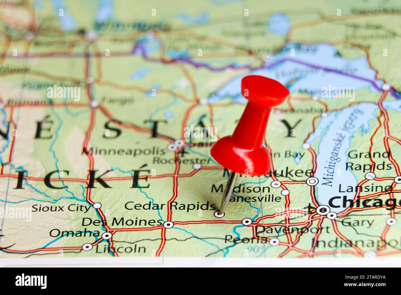 Cedar Rapids, Iowa auf der Karte Stockfoto