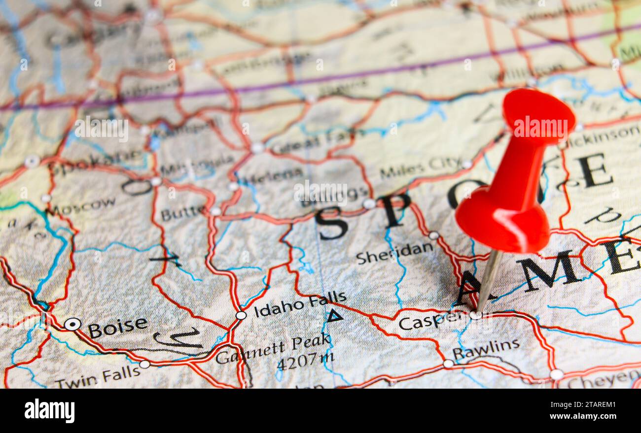 Casper, Wyoming Pin auf der Karte Stockfoto