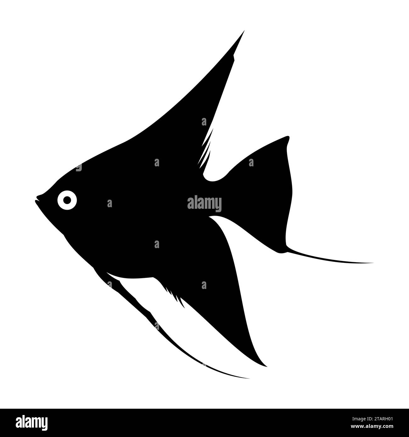 Schwarze Aquarium Fisch Silhouetten isoliert auf weißem Hintergrund Stock Vektor